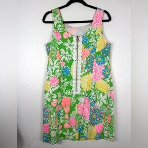 Lilly Pulitzer Cathy Shift Hibiscus Stroll Green Printed Cotton Mini Dress sz 8